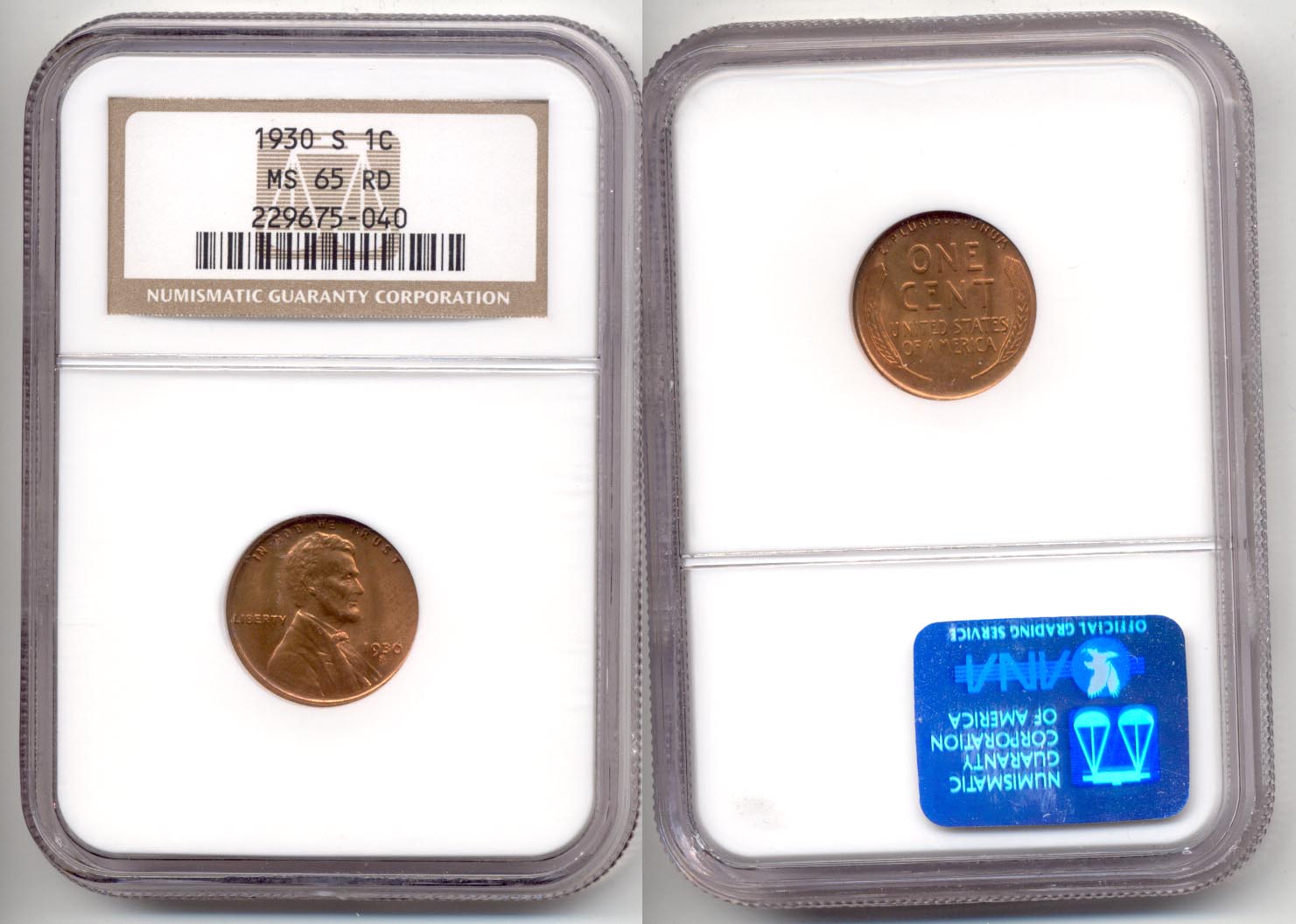1930-S Lincoln Cent NGC MS-65 Red b
