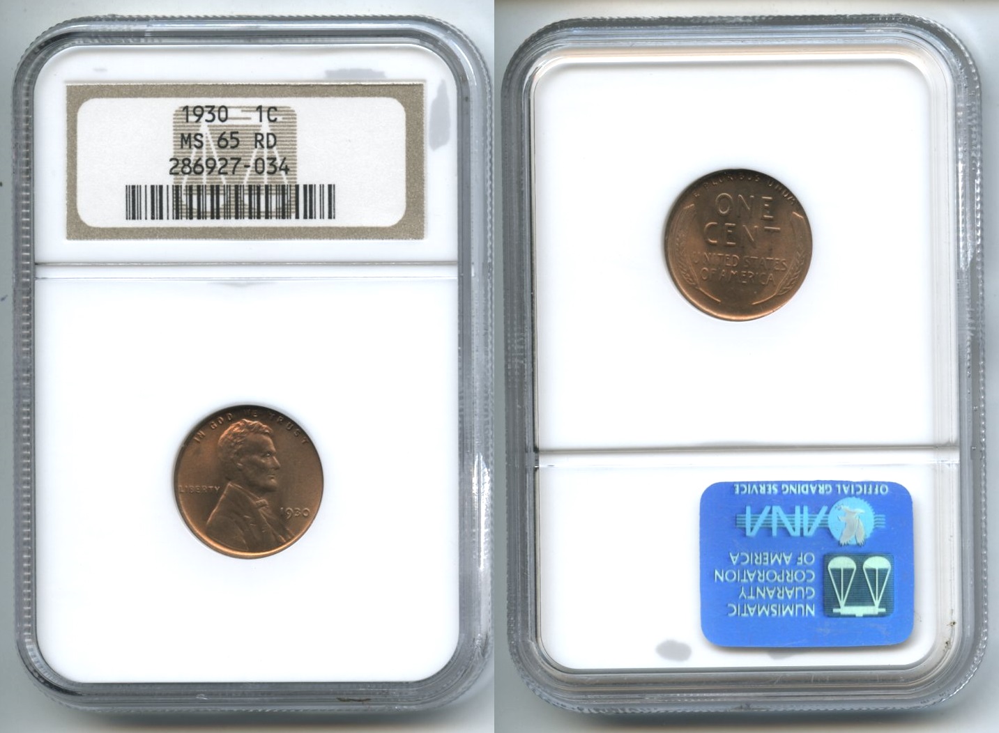 1930 Lincoln Cent NGC MS-65 Red #b