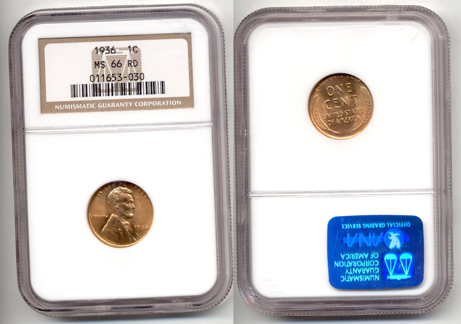 1936 Lincoln Cent NGC MS-66 Red
