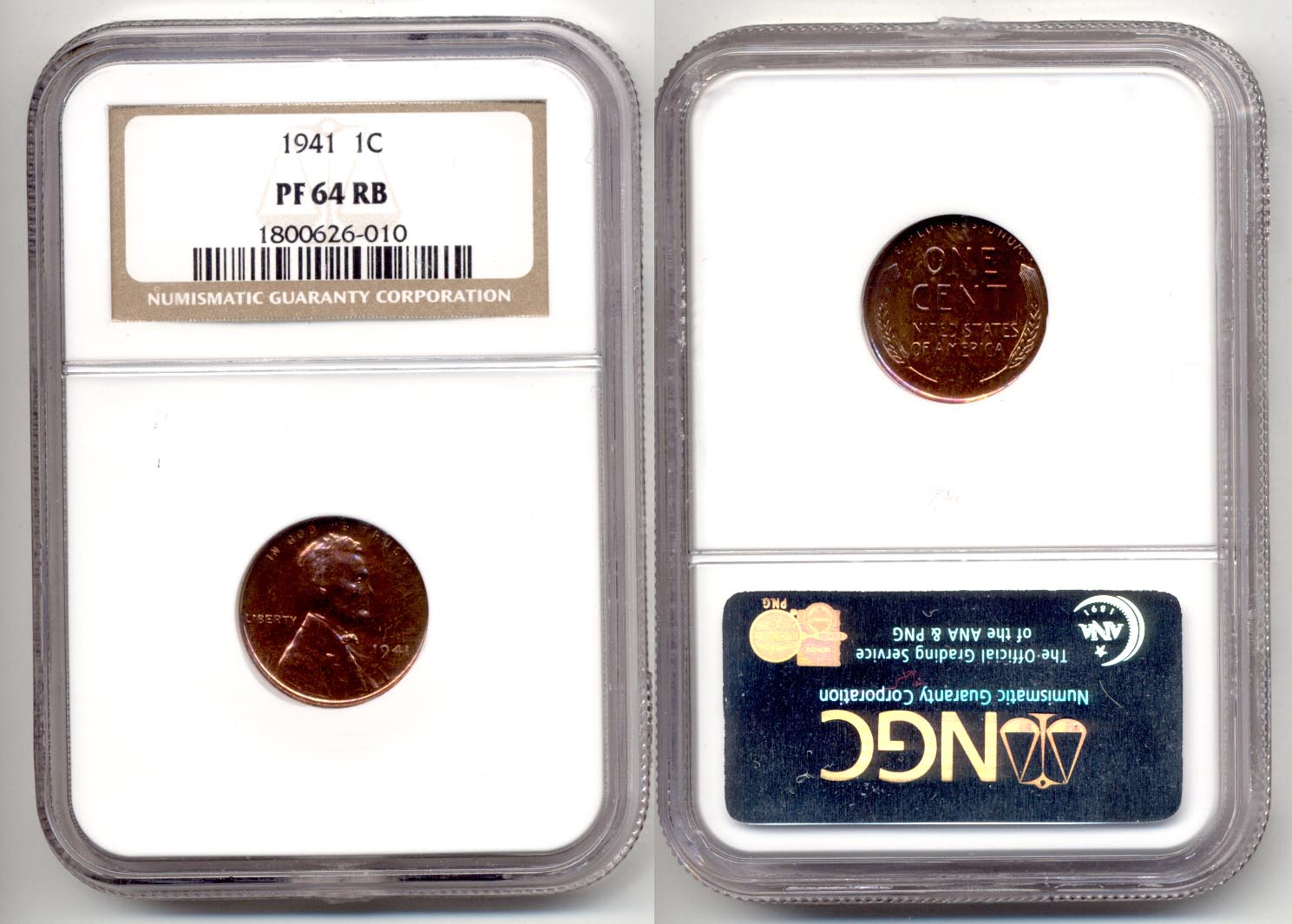 1941 Lincoln Cent NGC Proof-64 Red Brown