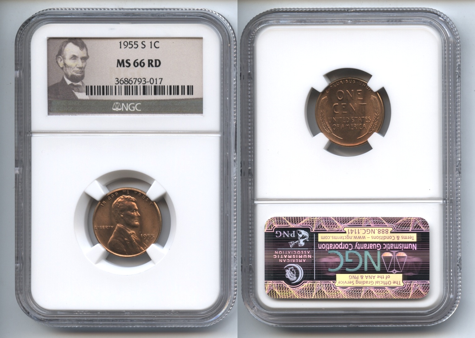 1955-S Lincoln Cent NGC MS-66 Red #d