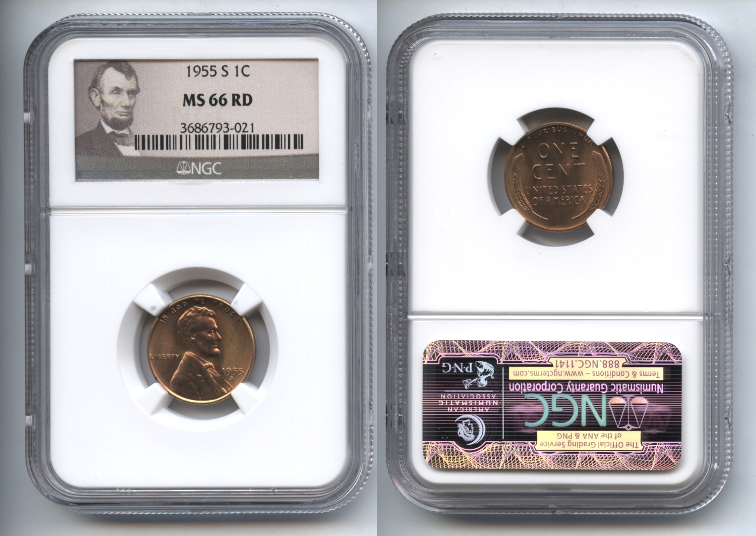 1955-S Lincoln Cent NGC MS-66 Red #f