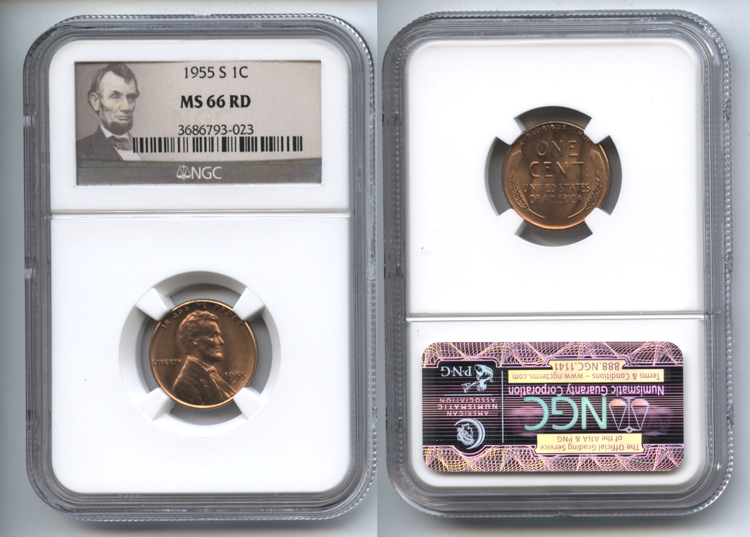 1955-S Lincoln Cent NGC MS-66 Red #i