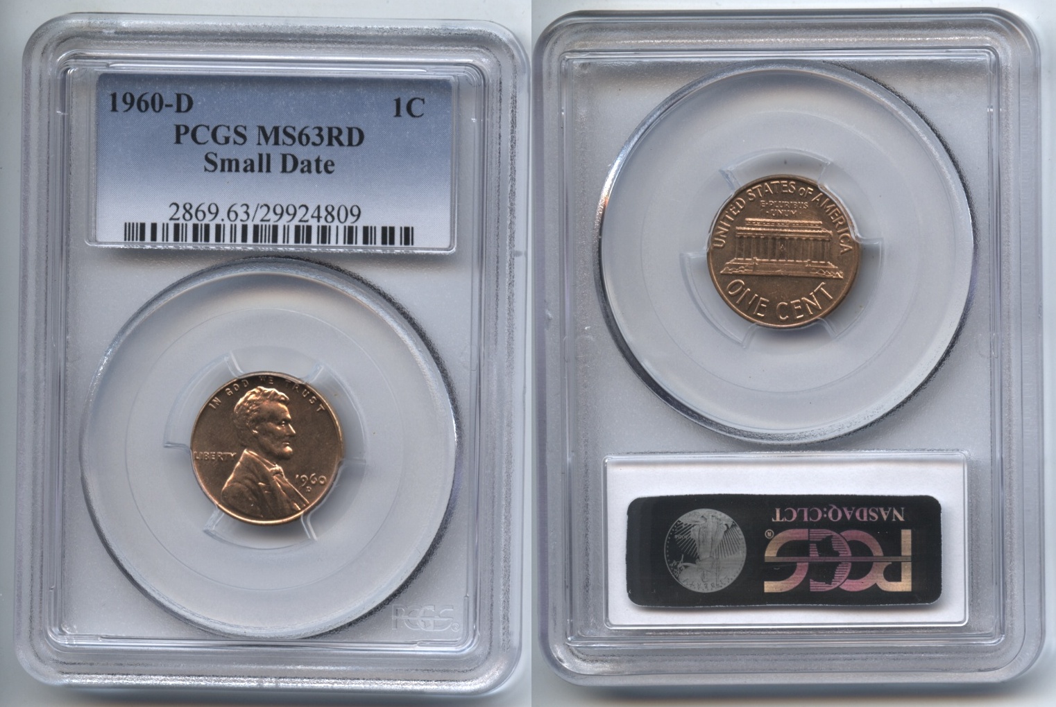 1960-D Small Date Lincoln Cent PCGS MS-63 Red #d