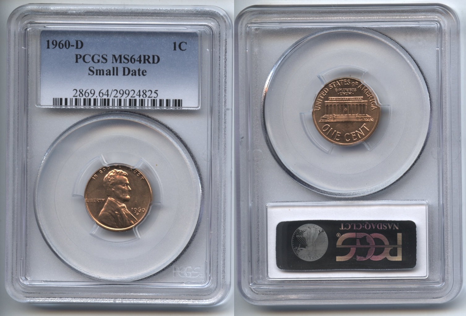 1960-D Small Date Lincoln Cent PCGS MS-64 Red #b