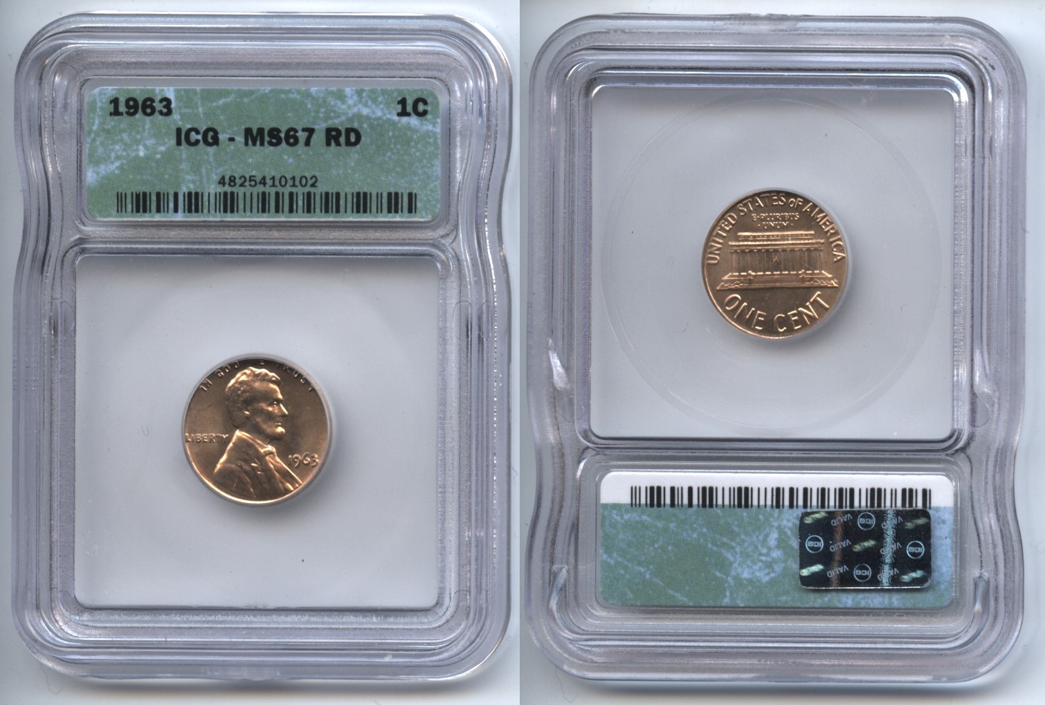 1963 Lincoln Cent ICG MS-67 Red