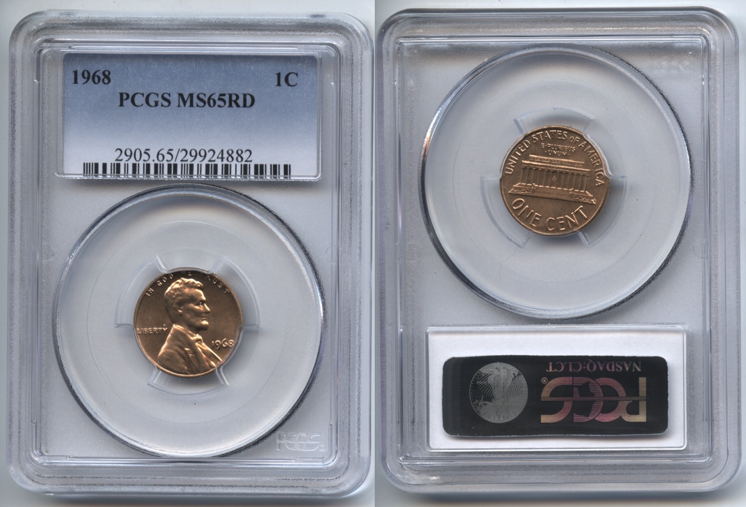 1968 Lincoln Cent PCGS MS-65 Red #e