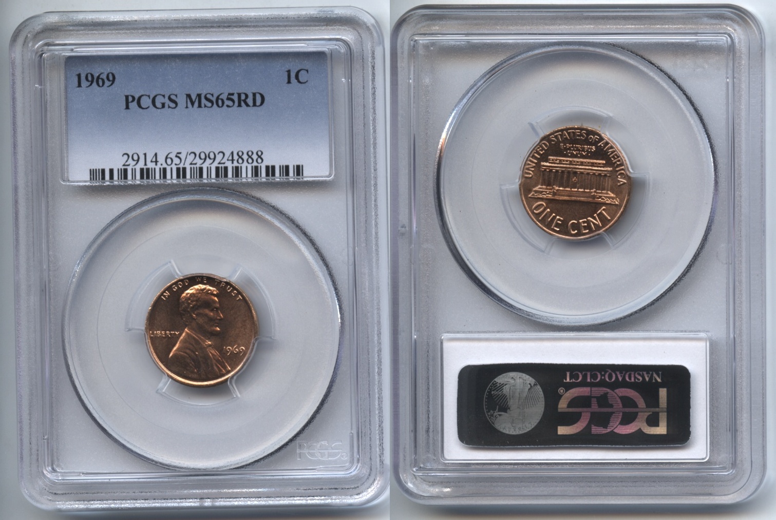1969 Lincoln Cent PCGS MS-65 Red