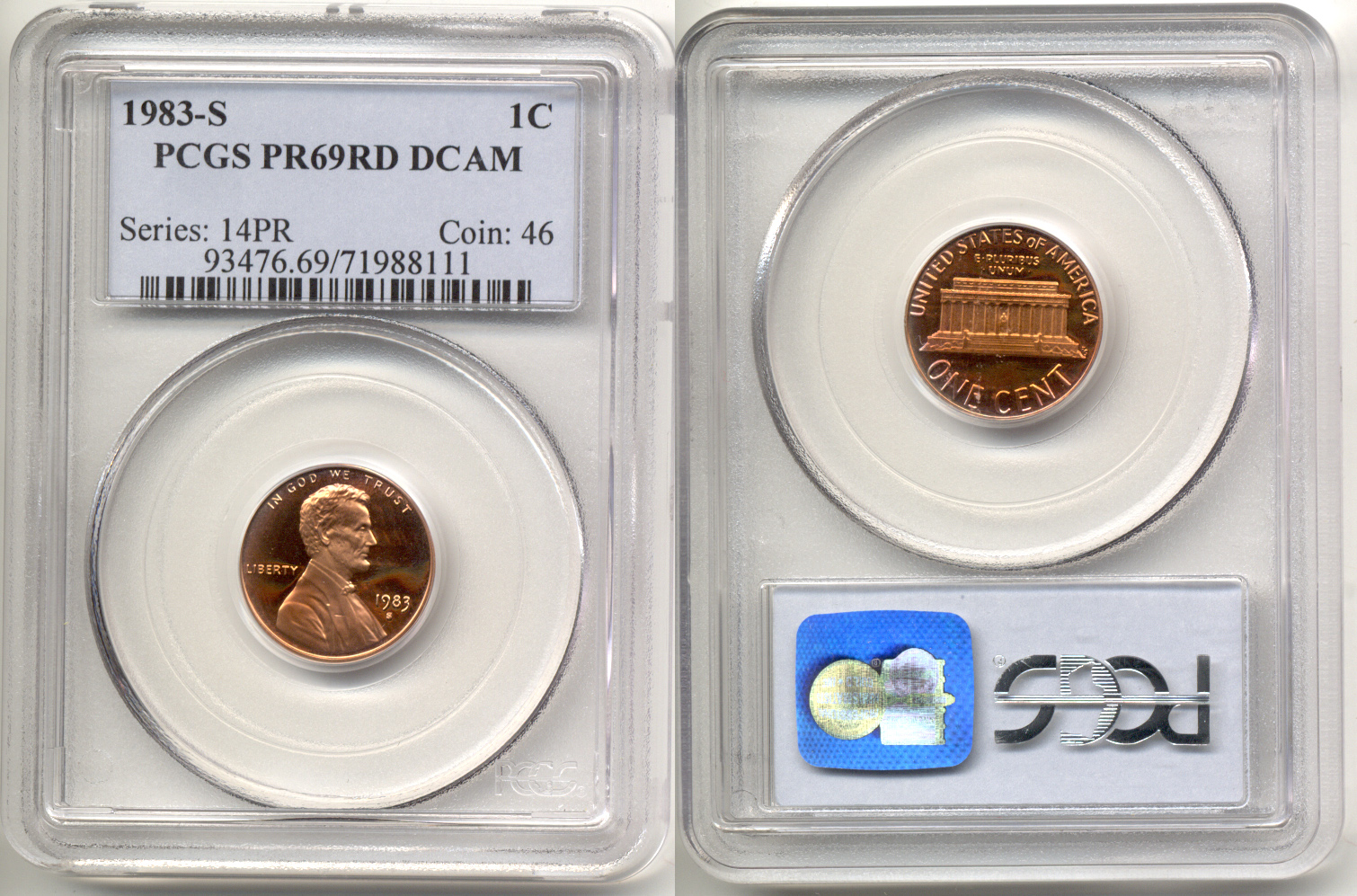 1983-S Lincoln Cent PCGS Proof-69 Red Deep Cameo