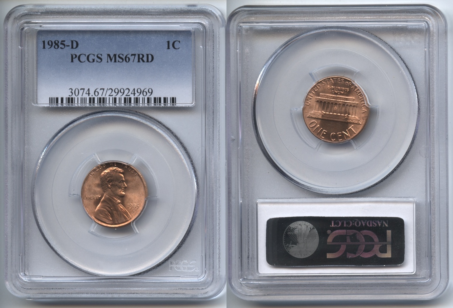 1985-D Lincoln Cent PCGS MS-67 Red #b