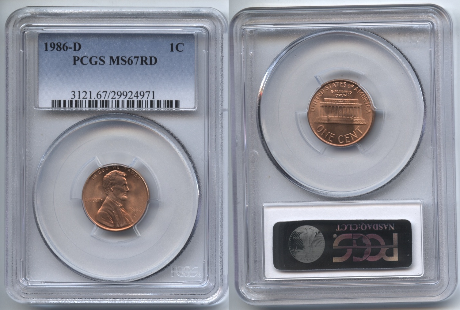 1986-D Lincoln Cent PCGS MS-67 Red