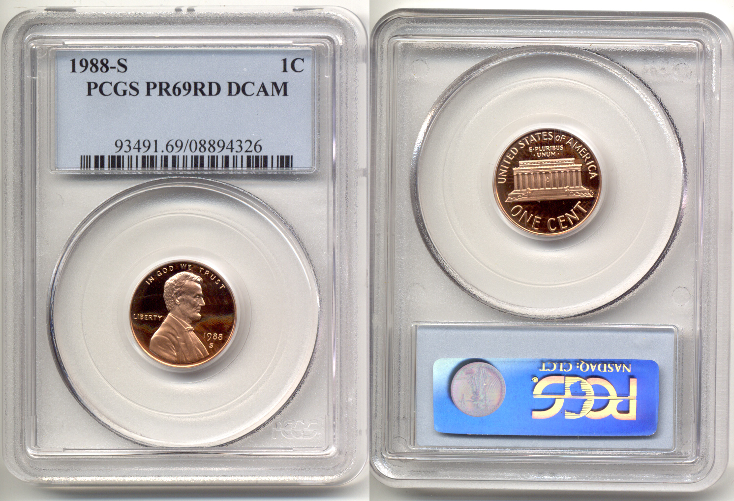 1988-S Lincoln Cent PCGS Proof-69 Red Deep Cameo a