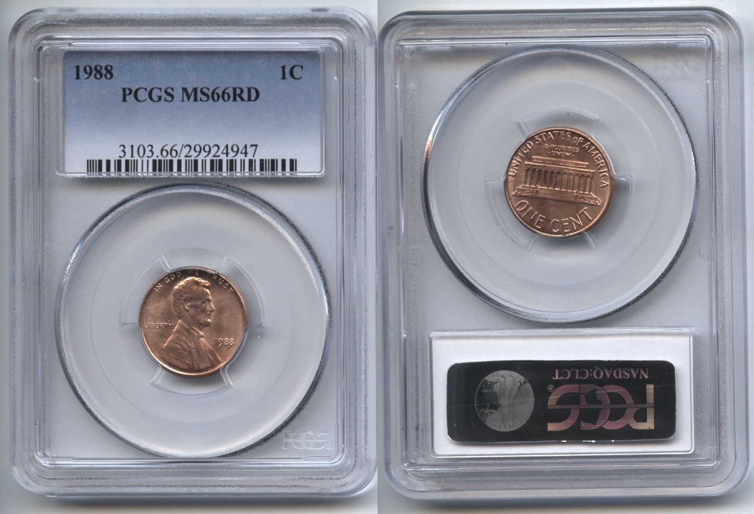 1988 Lincoln Cent PCGS MS-66 Red
