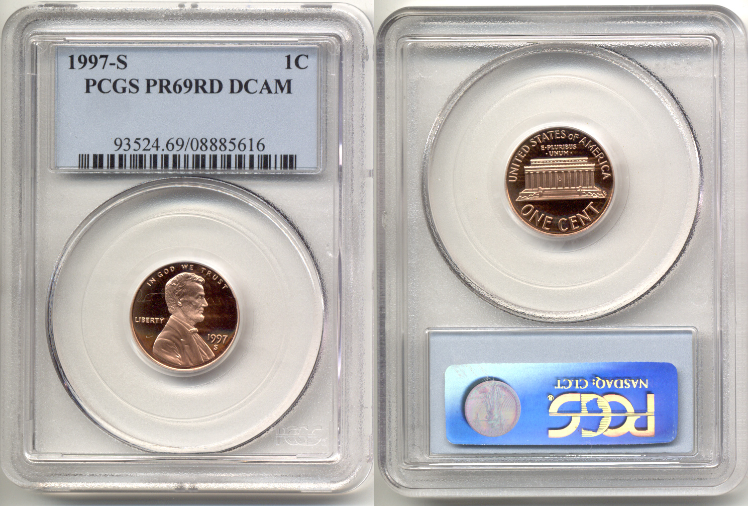 1997-S Lincoln Cent PCGS Proof-69 Red Deep Cameo a