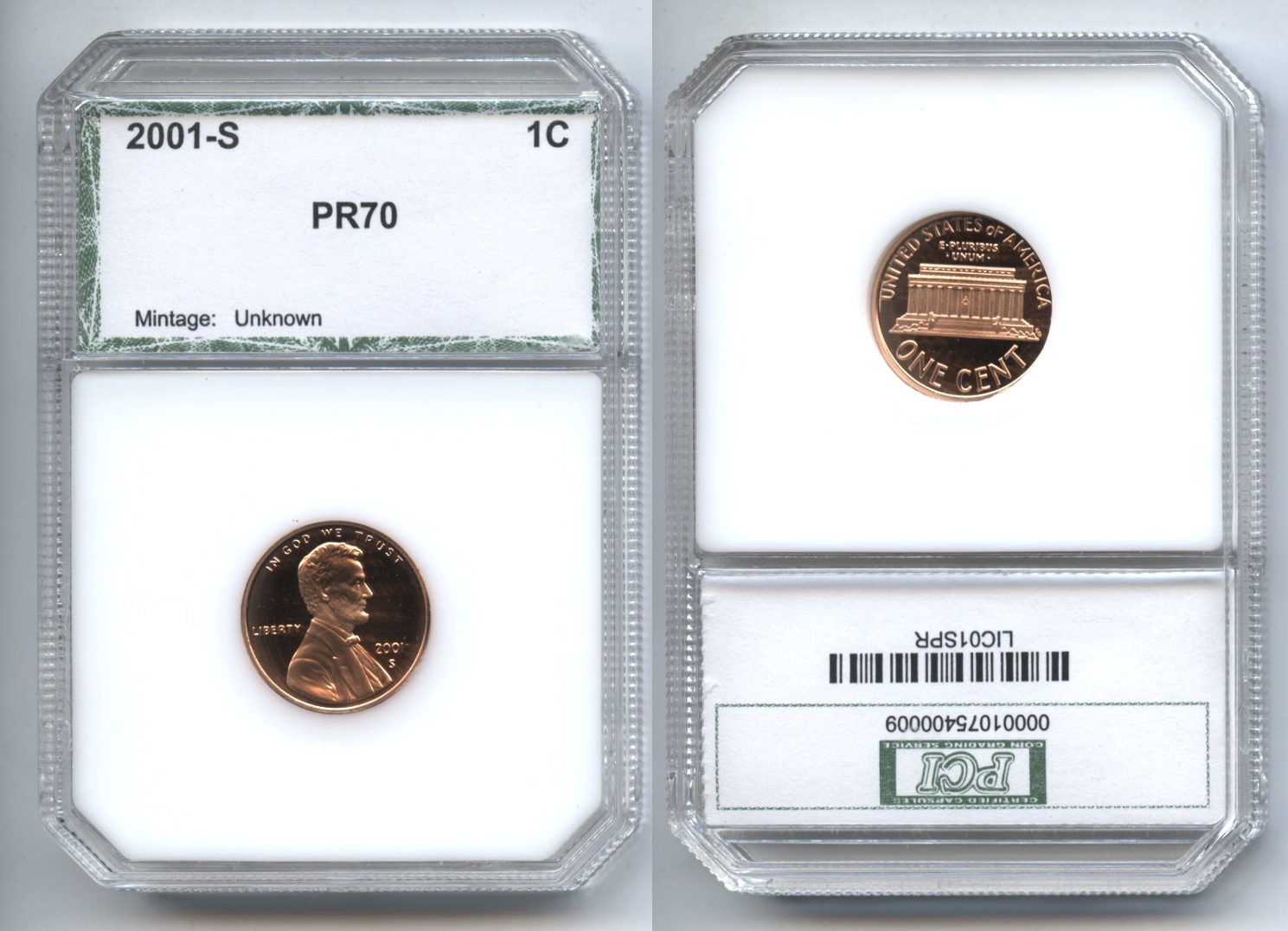 2001-S Lincoln Cent PCI Proof-70