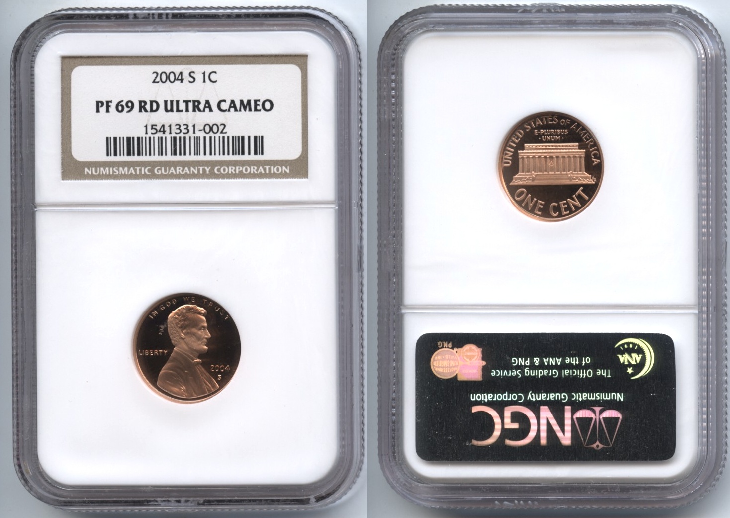 2004-S Lincoln Cent NGC Proof-69 Red Ultra Cameo