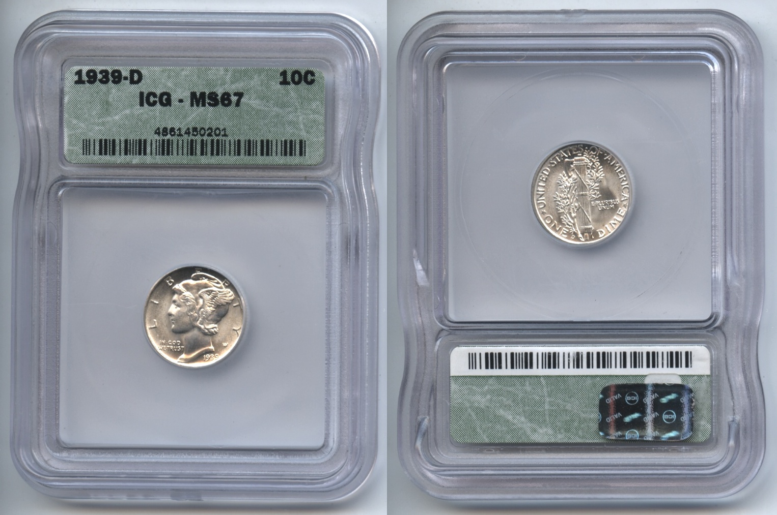 1939-D Mercury Dime ICG MS-67