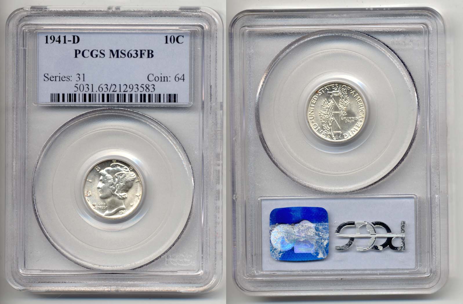 1941-D Mercury Dime PCGS MS-63 FB