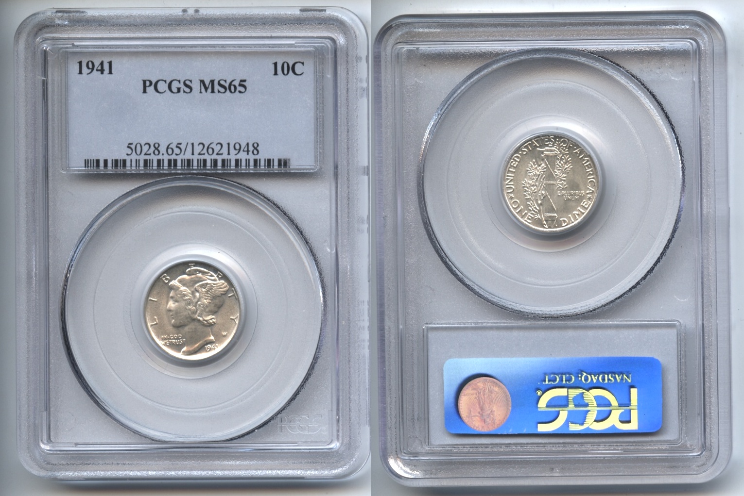 1941 Mercury Dime PCGS MS-65
