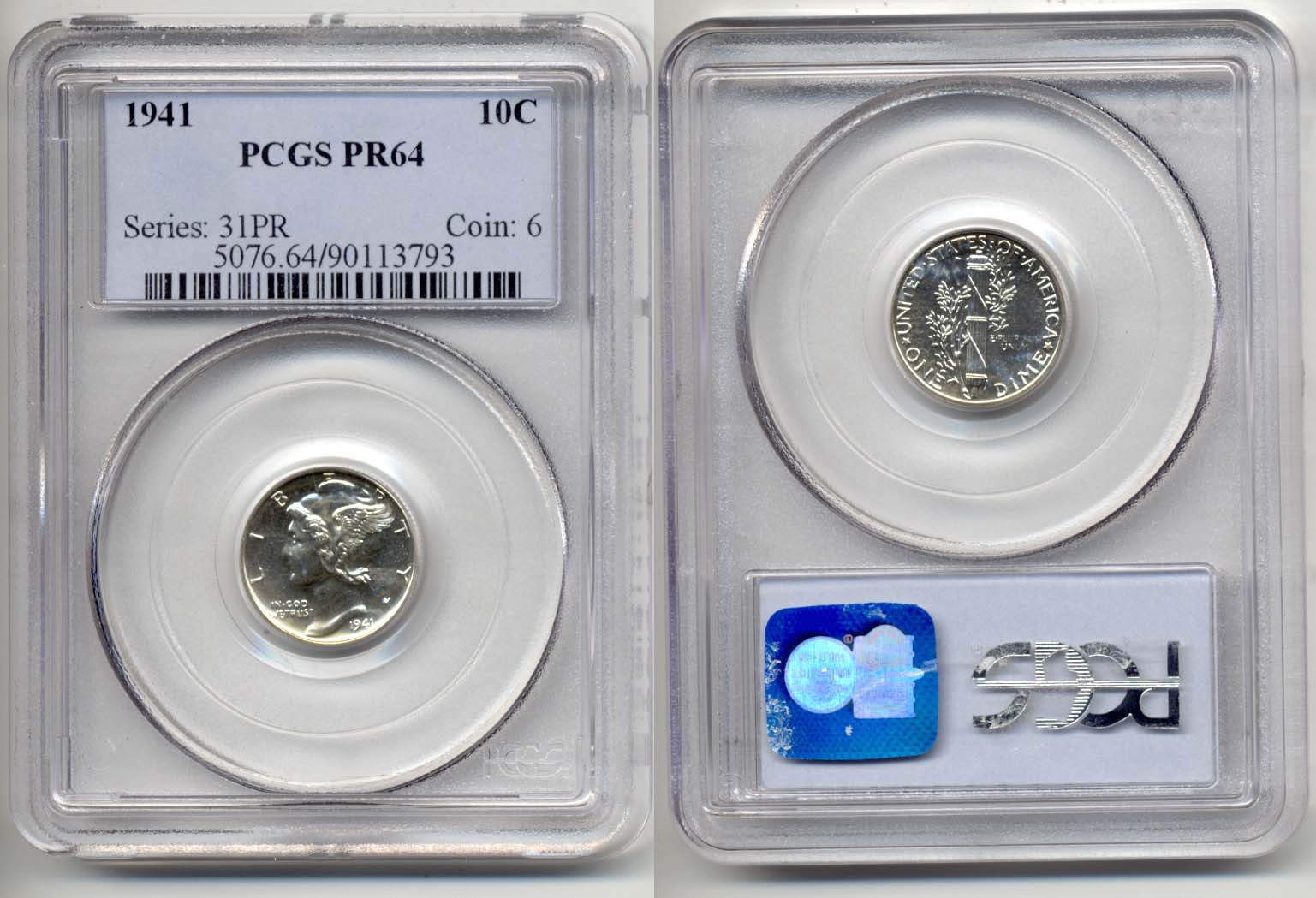 1941 Mercury Dime PCGS Proof-64