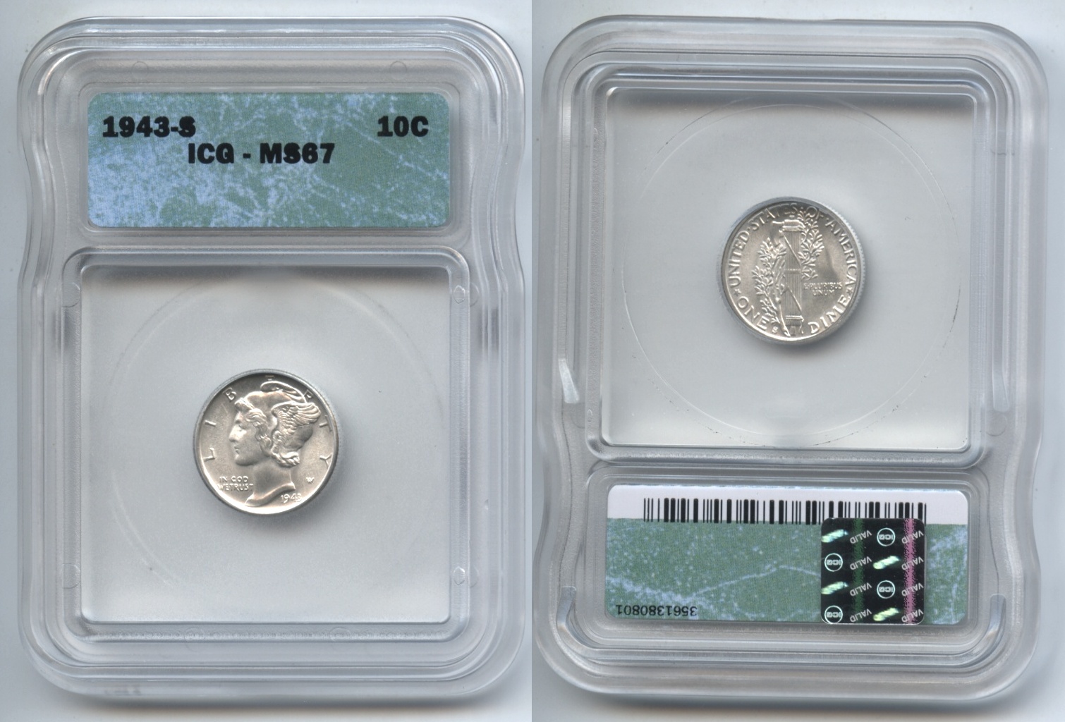 1943-S Mercury Dime ICG MS-67