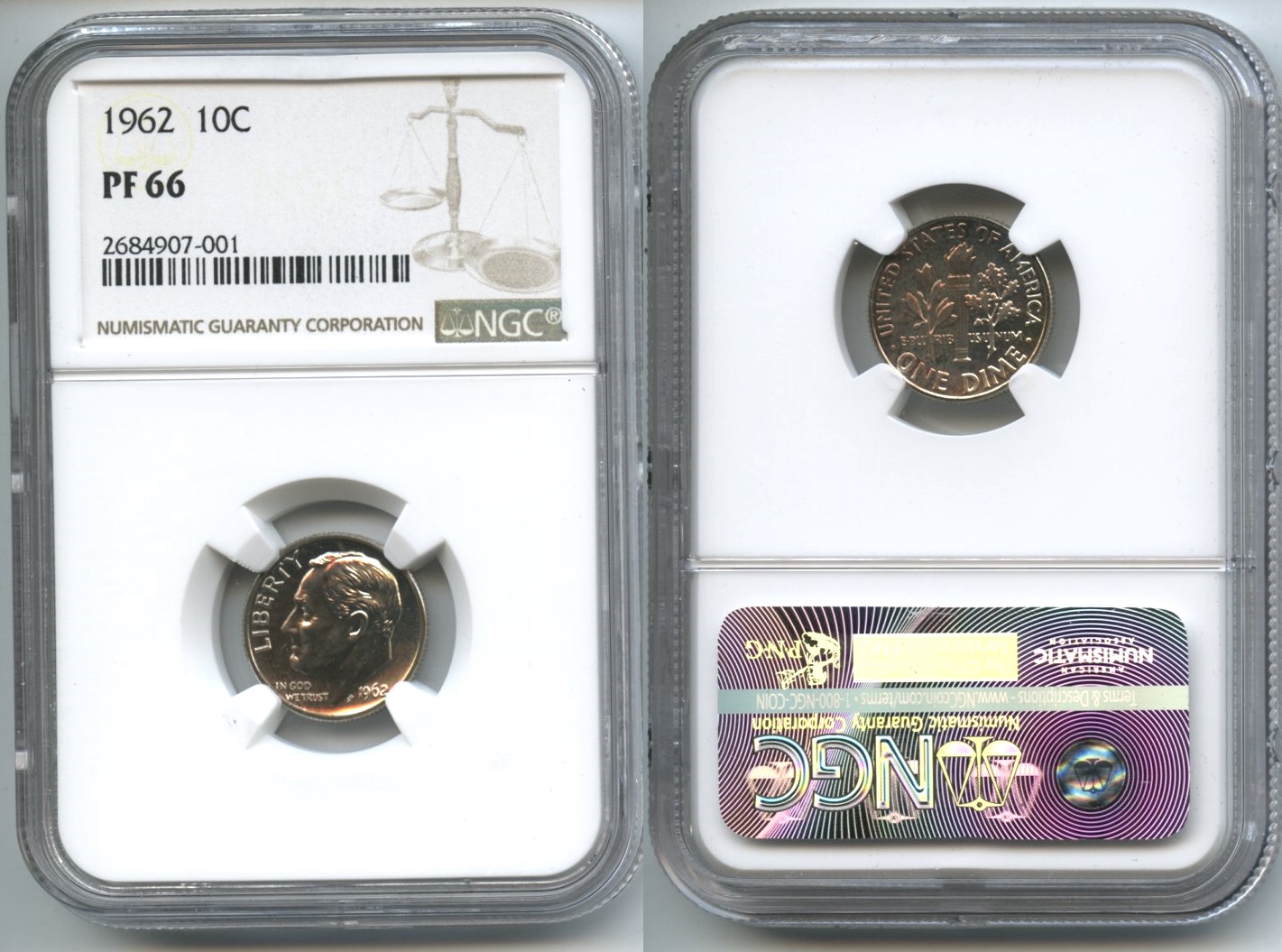 1962 Roosevelt Dime NGC Proof-66