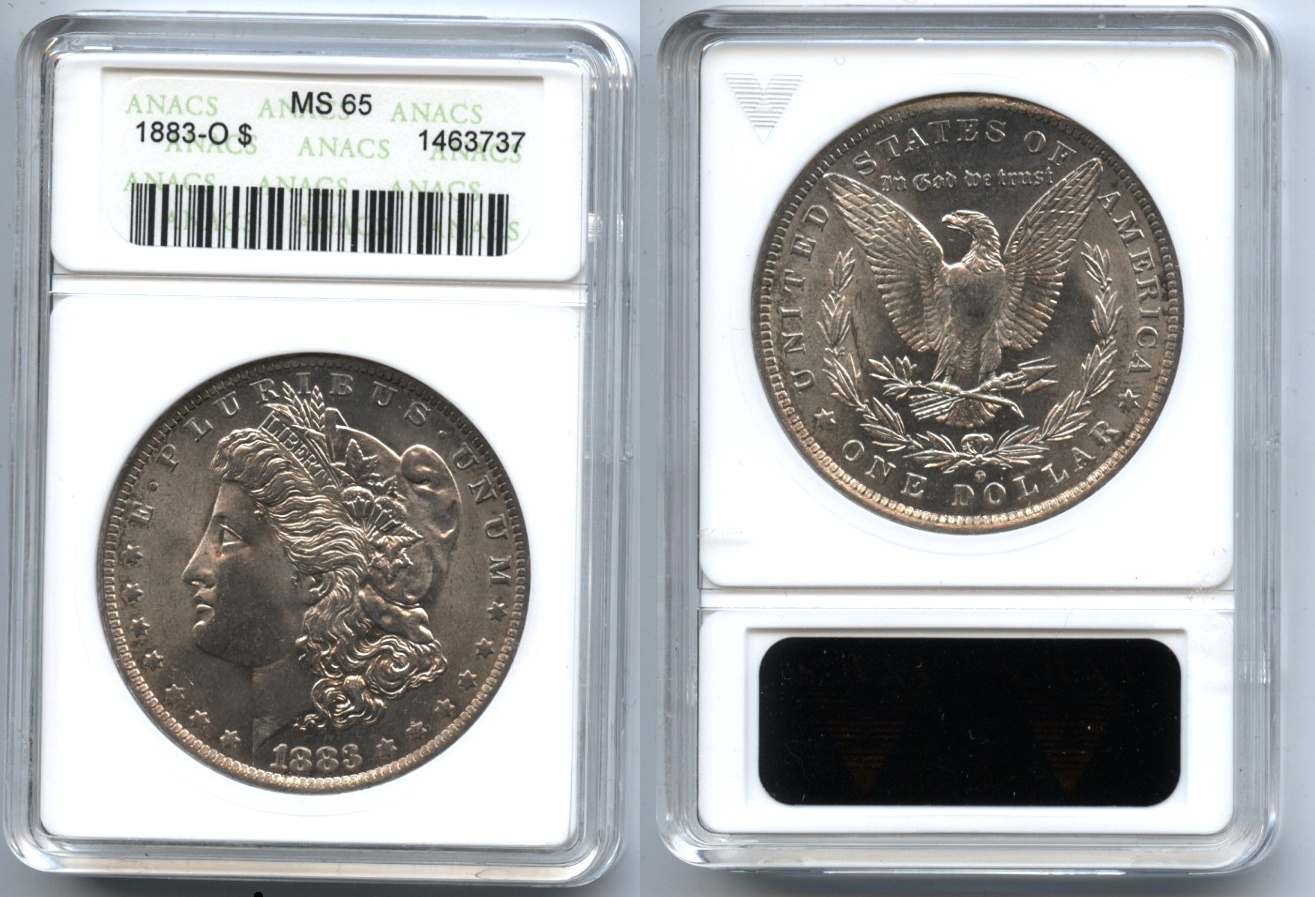 1883-O Morgan Silver Dollar ANACS MS-65