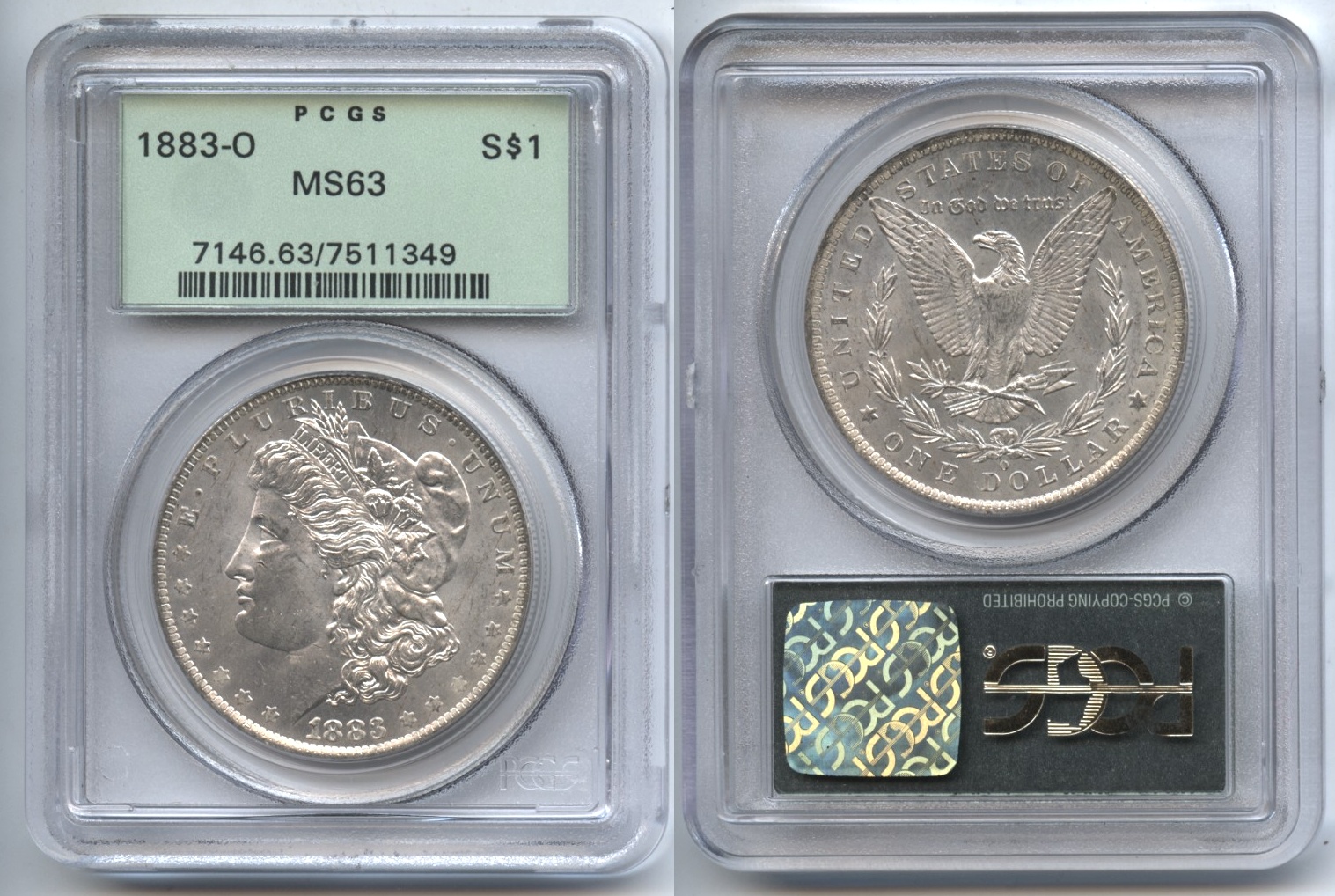 1883-O Morgan Silver Dollar PCGS MS-63 VAM-11 High 8, O Tilted Slightly Right