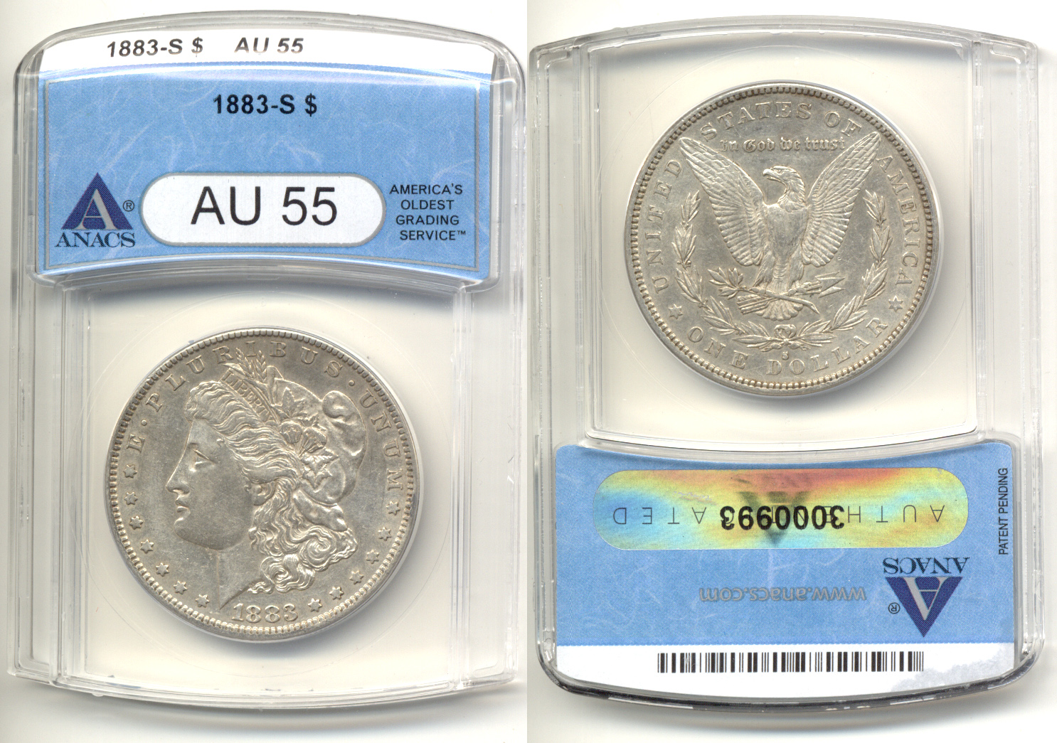 1883-S Morgan Silver Dollar ANACS AU-55
