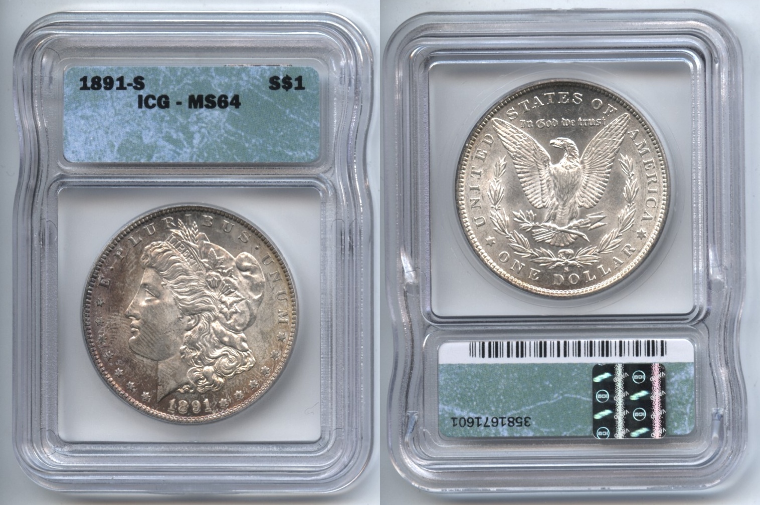1891-S Morgan Silver Dollar ICG MS-64