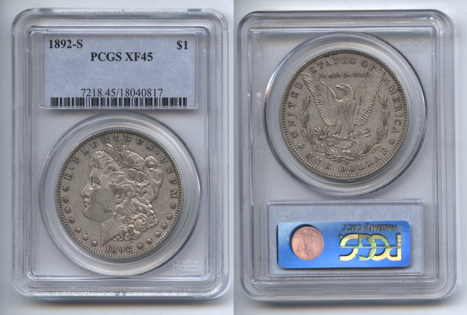 1892-S Morgan Silver Dollar PCGS EF-45