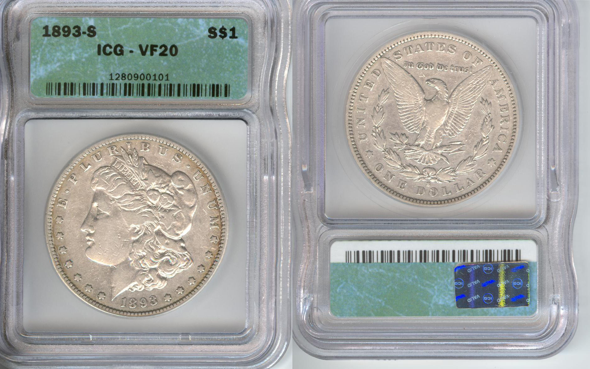 1893-S Morgan Silver Dollar ICG VF-20