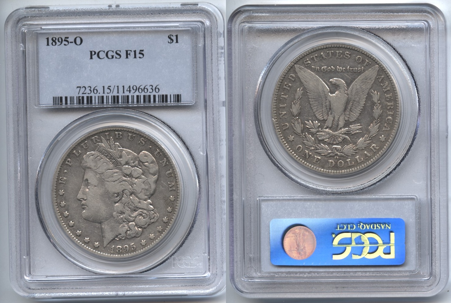 1895-O Morgan Silver Dollar PCGS Fine-15 VAM-3A, Rusted Reverse with Bearded Eagle