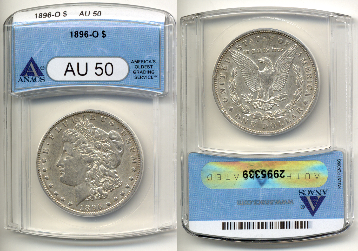 1896-O Morgan Silver Dollar ANACS AU-50