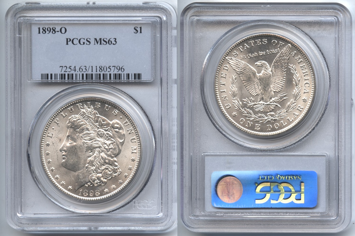 1898-O Morgan Silver Dollar PCGS MS-63 VAM-11, Near Doubled 898, O High and Tilted Far Right
