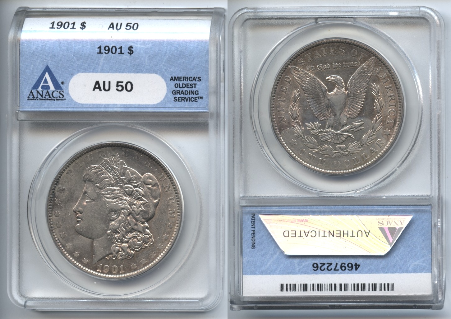 1901 Morgan Silver Dollar ANACS AU-50 #a