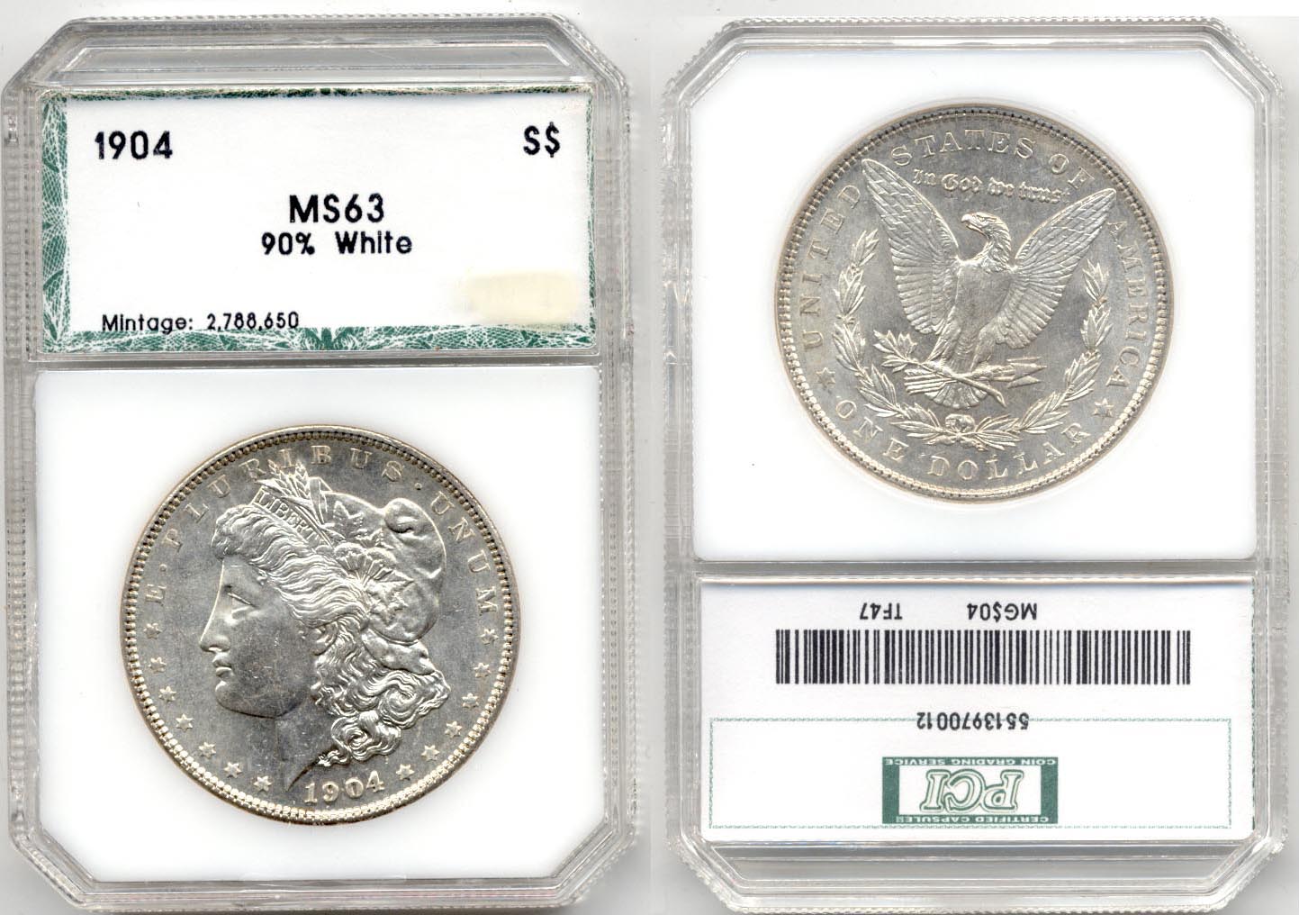 1904 Morgan Silver Dollar PCI MS-63