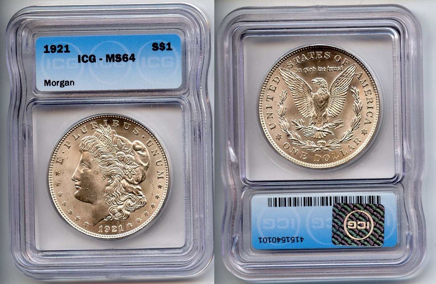 1921 Morgan Silver Dollar ICG MS-64 #a