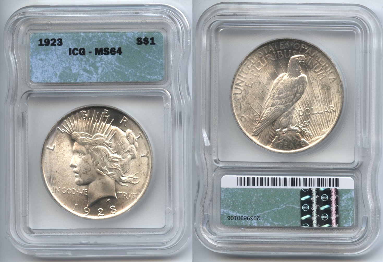 1923 Peace Silver Dollar ICG MS-64 #d