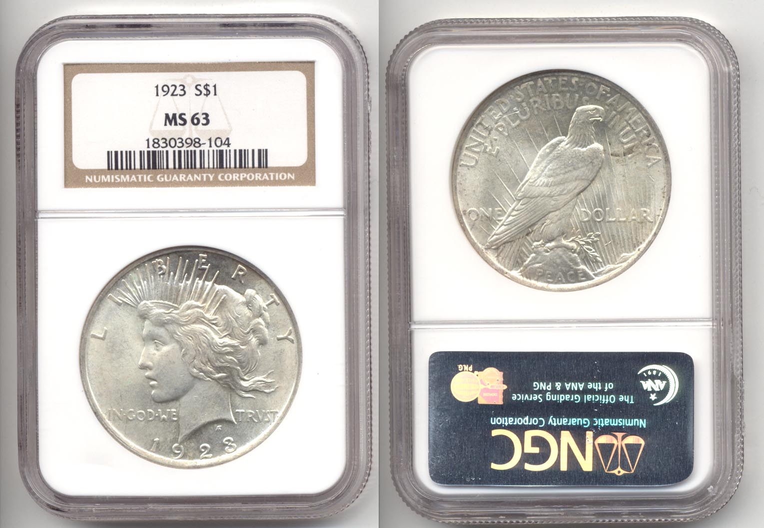 1923 Peace Silver Dollar NGC MS-63 a