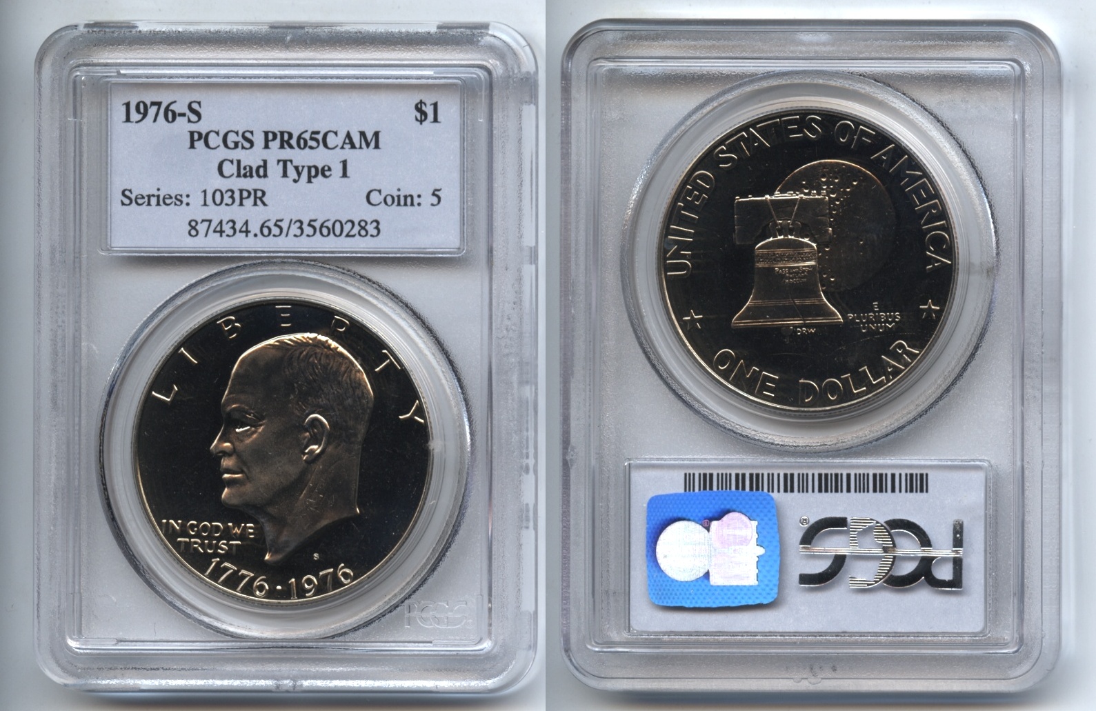 1976-S Clad Type 1 Eisenhower Dollar PCGS Proof-65 Cameo