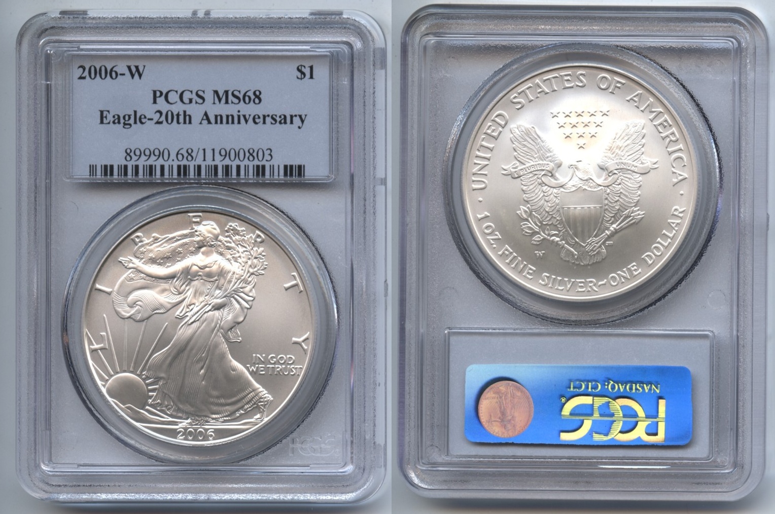 2006-W Burnished Silver Eagle Dollar PCGS MS-68 #b