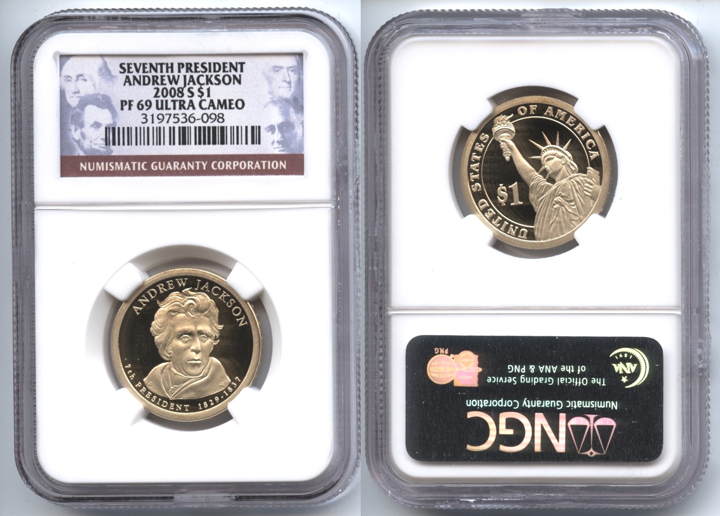 2008-S Andrew Jackson Presidential Dollar NGC Proof-69 Ultra Cameo #a