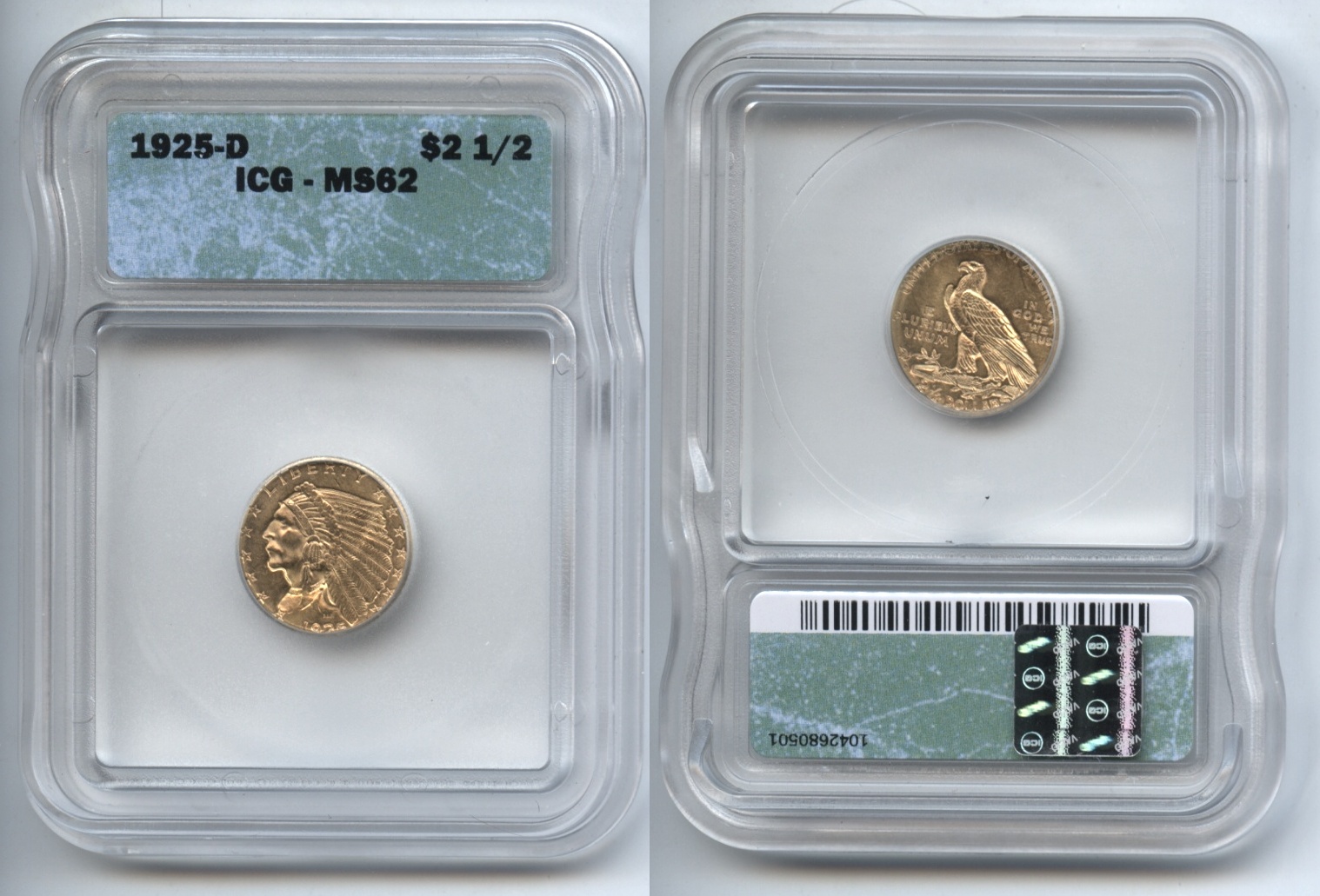 1925-D Indian Head Gold $2.50 Quarter Eagle ICG MS-62