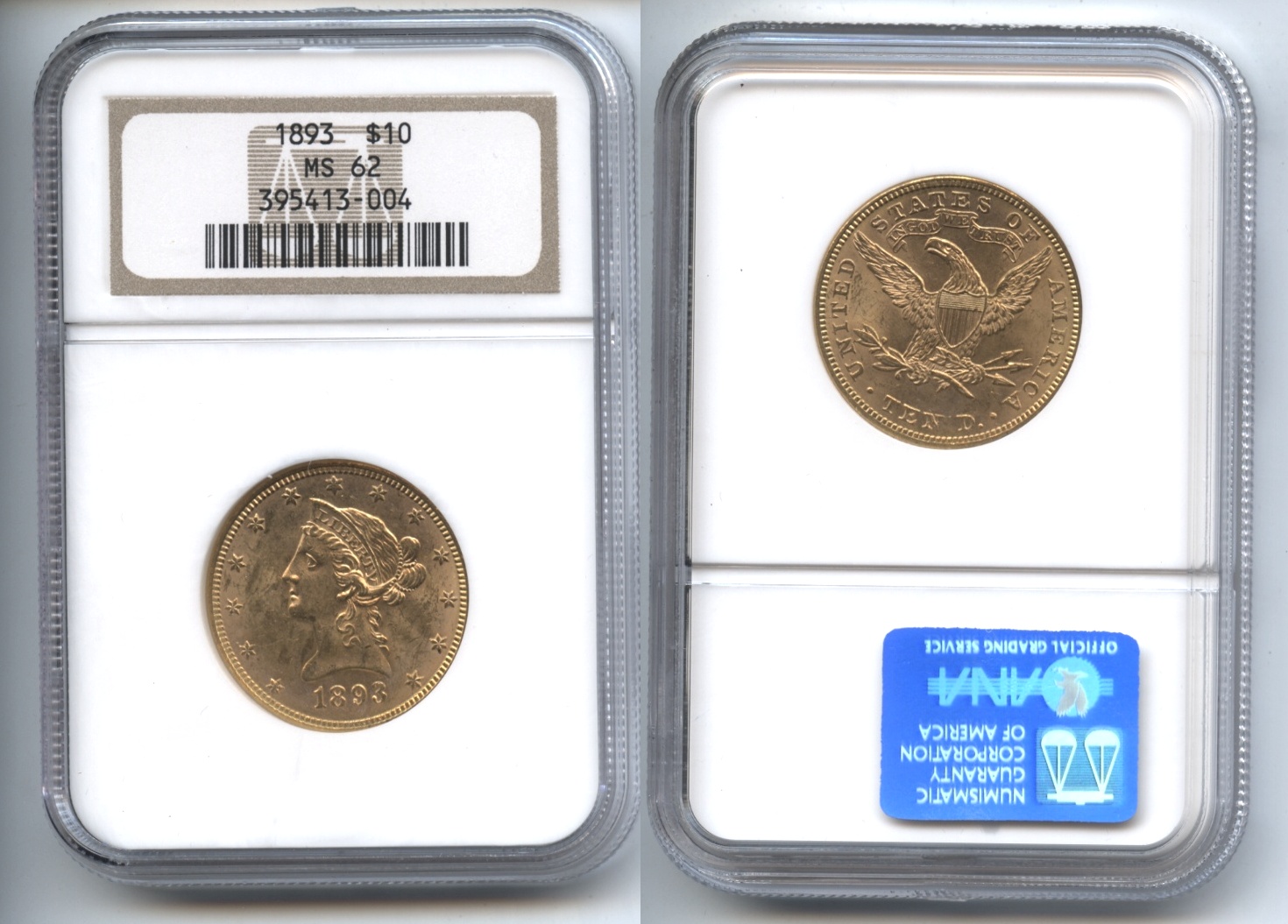 1893 Gold Liberty Head $10.00 Eagle NGC MS-62