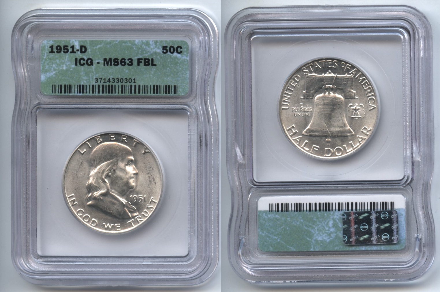 1951-D Franklin Half Dollar ICG MS-63 Full Bell Lines
