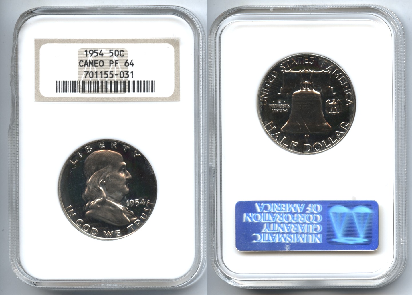 1954 Franklin Half Dollar NGC Cameo Proof-64