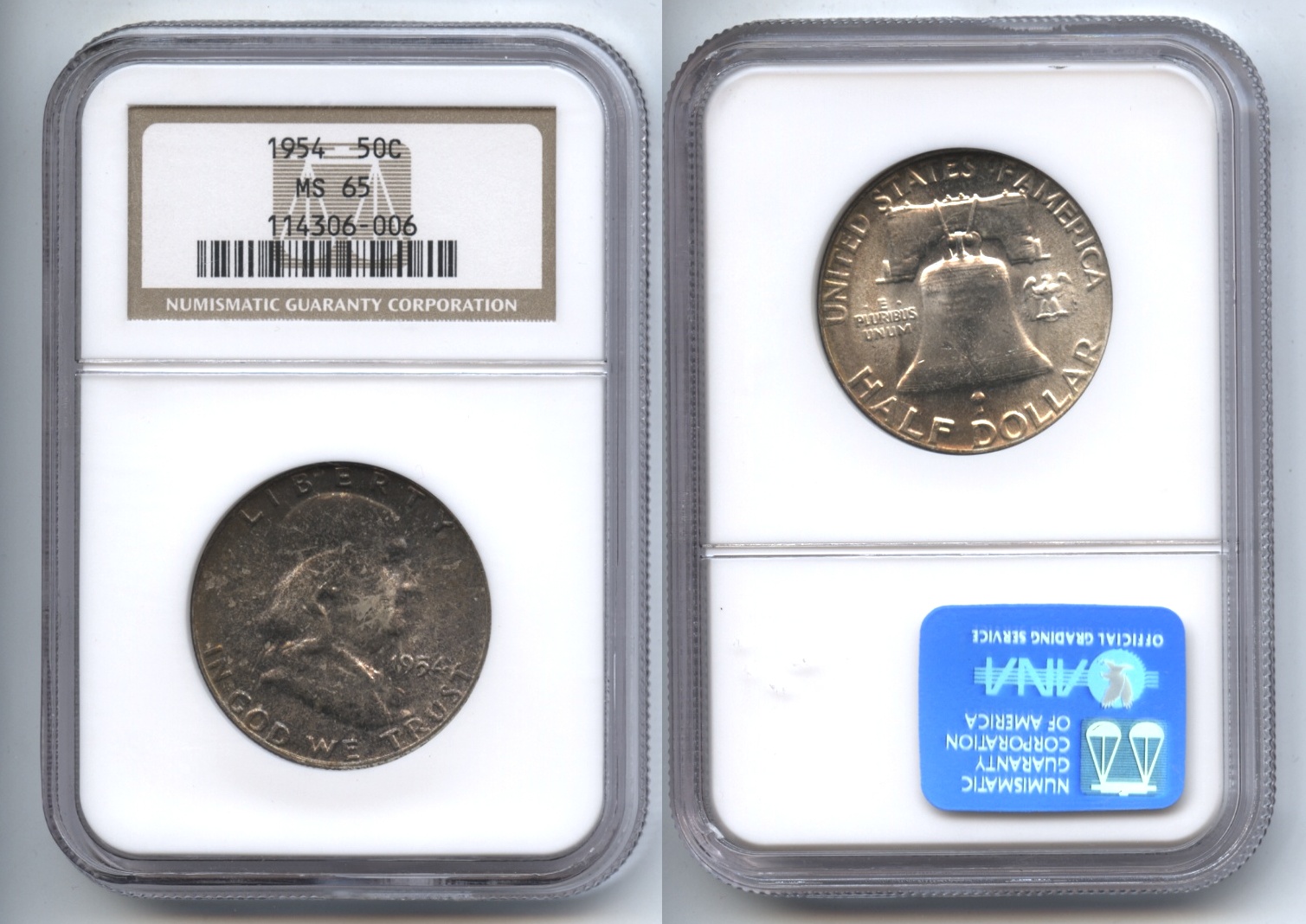 1954 Franklin Half Dollar NGC MS-65