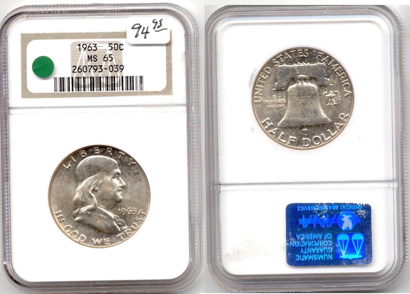 1963 Franklin Half Dollar NGC MS-65 b