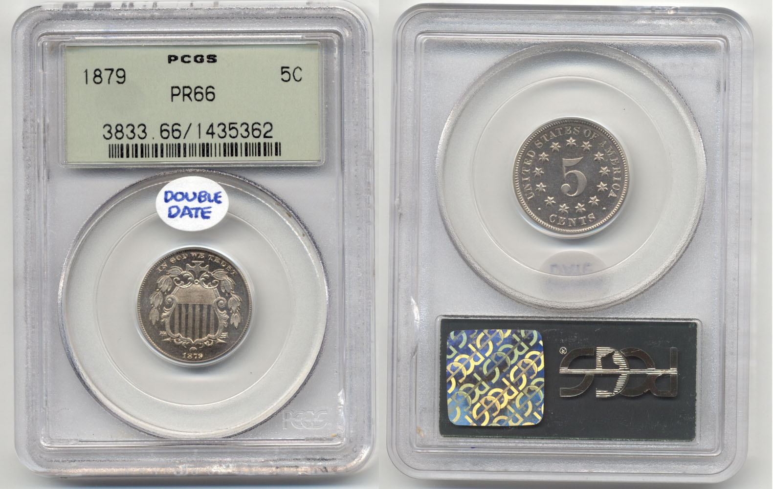 1879 Shield Nickel in PCGS Proof-66